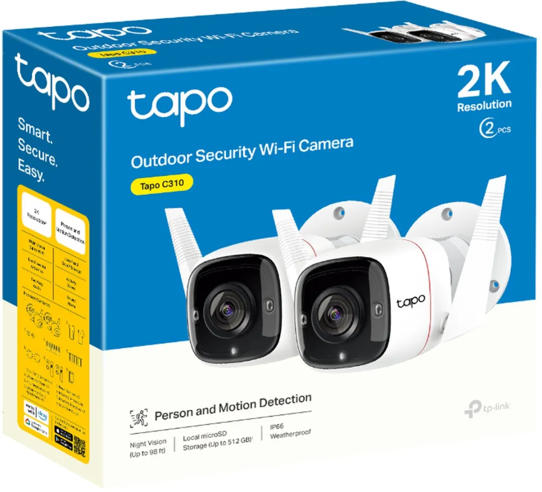 TP-Link Tapo C310P2 Beveiligingscamera - 2K - Wit - 2 Stuks