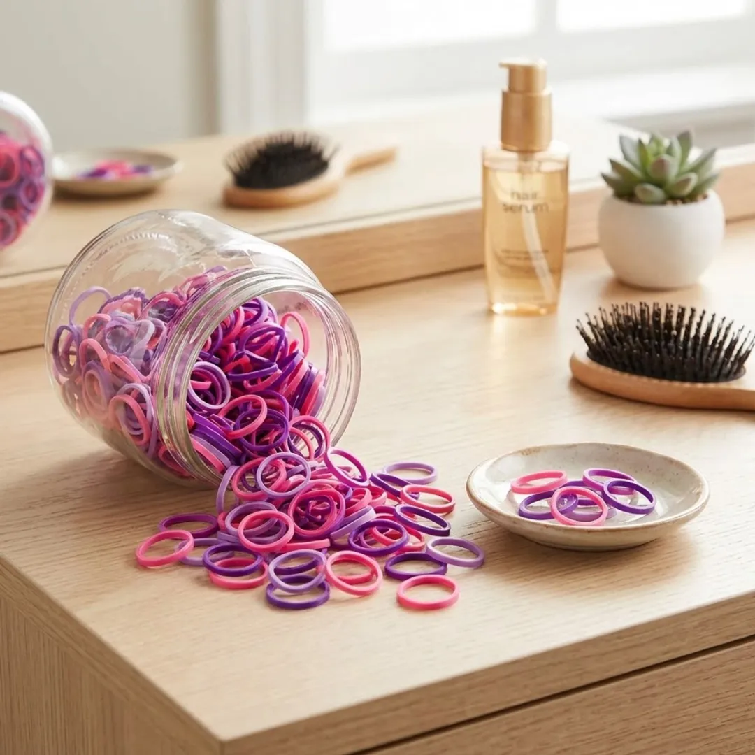 NuveX Mini Haar Elastiekjes 1000 Stuks - Paars & Roze Mix