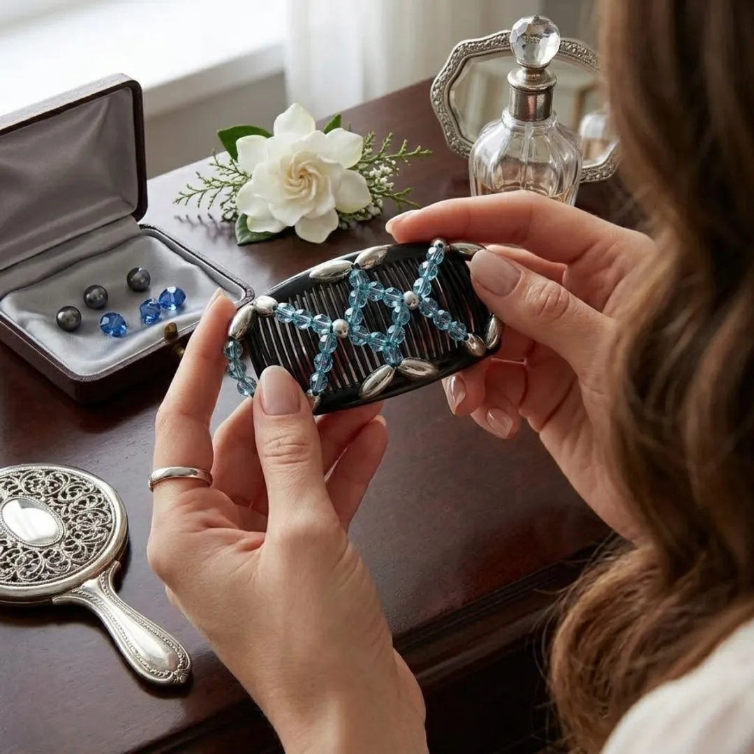 NuveX Magic Hair Clip Blauw met Zilver - Blauwe kralen