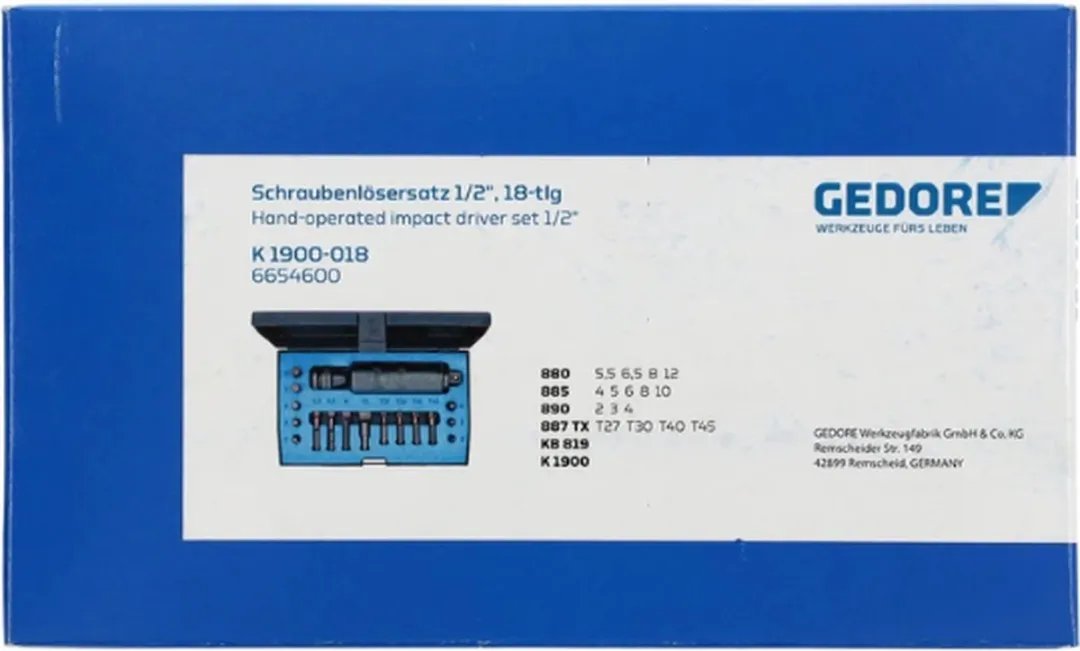 Gedore Slagschroevendraaierset 1900-018 - 1/2" - 5-delig - afbeelding 6 van 6