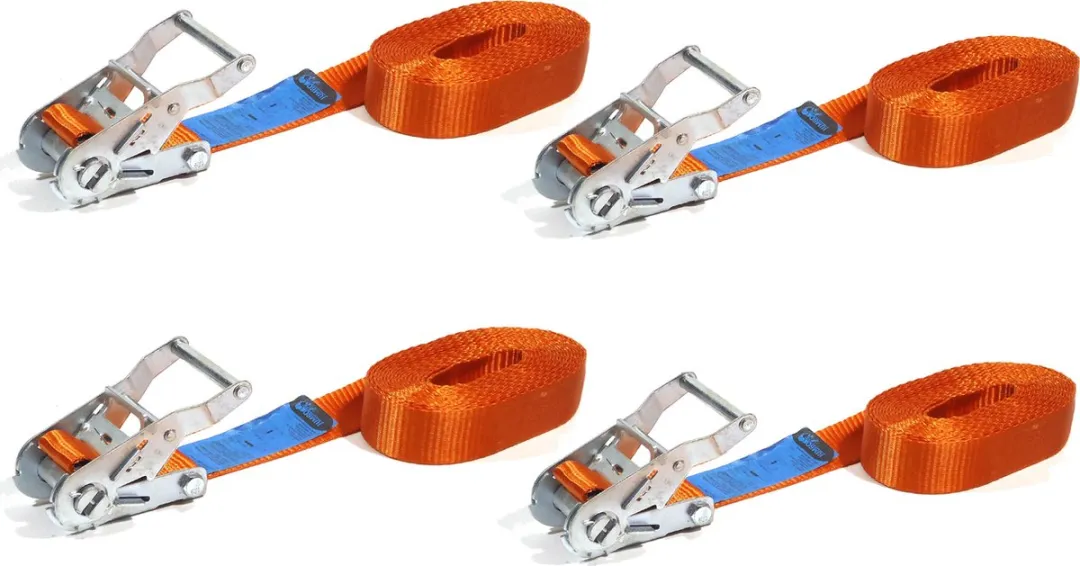 Jumbo Spanband met ratel 2000kg - 6m x 38mm - 4 Stuks - Oranje