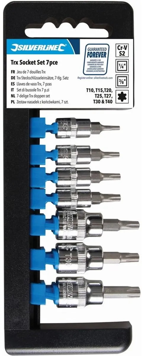 Silverline Torx Dopsleutelset 7-delig T10-T40 - Chroom