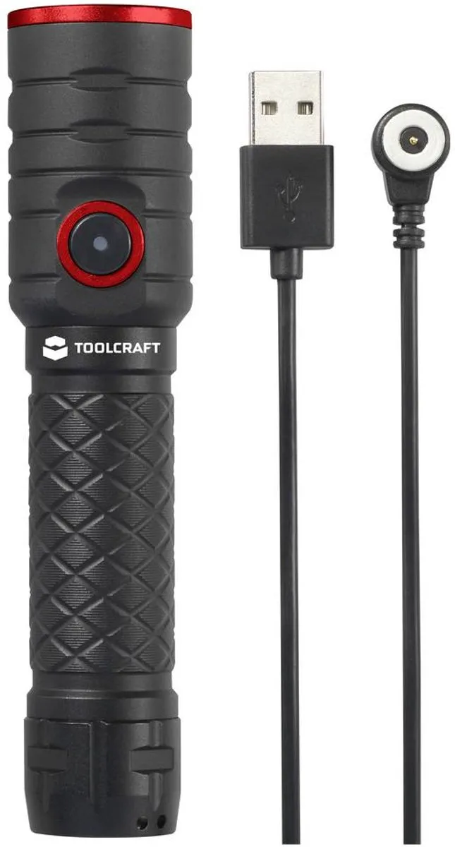 TOOLCRAFT Zaklamp 1000 Lm - Oplaadbaar - Zwart-rood