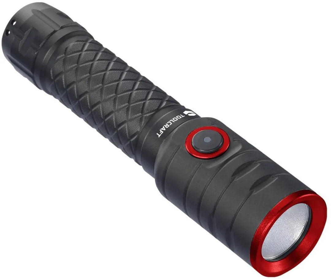 TOOLCRAFT Zaklamp 1000 Lm - Oplaadbaar - Zwart-rood