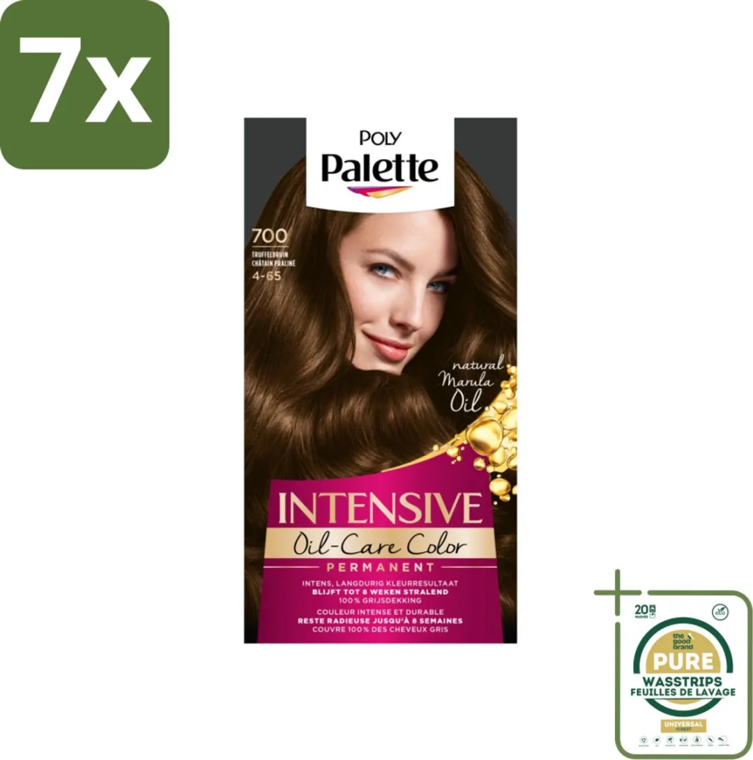 7 x Poly Palette - Haarverf - Truffel Bruin 700 - 115ml - Grootverpakking - Haarverf - Arganolie - Grijsdekking - Permanent Haarverf - Truffelbruin
