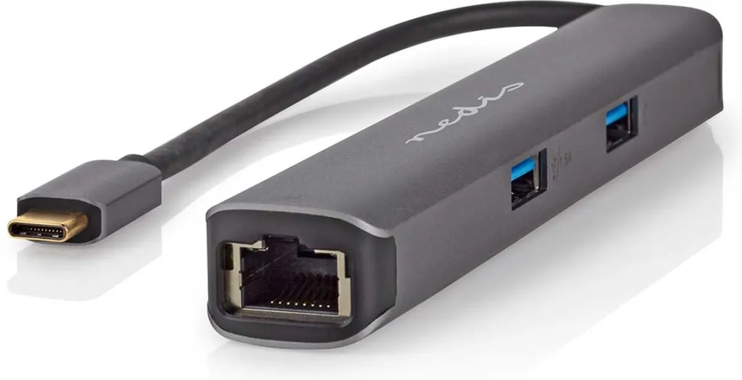Nedis CCBW64230AT02 USB-C Adapter - HDMI & RJ45 - 4 Poorten - 0.2m - Antraciet - afbeelding 2 van 6