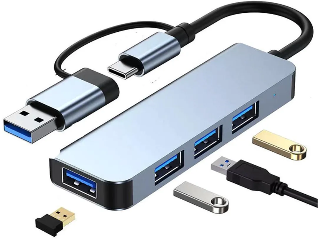 NÖRDIC USBC-HUB13 USB-C Hub 4x USB-A 3.0 Grijs