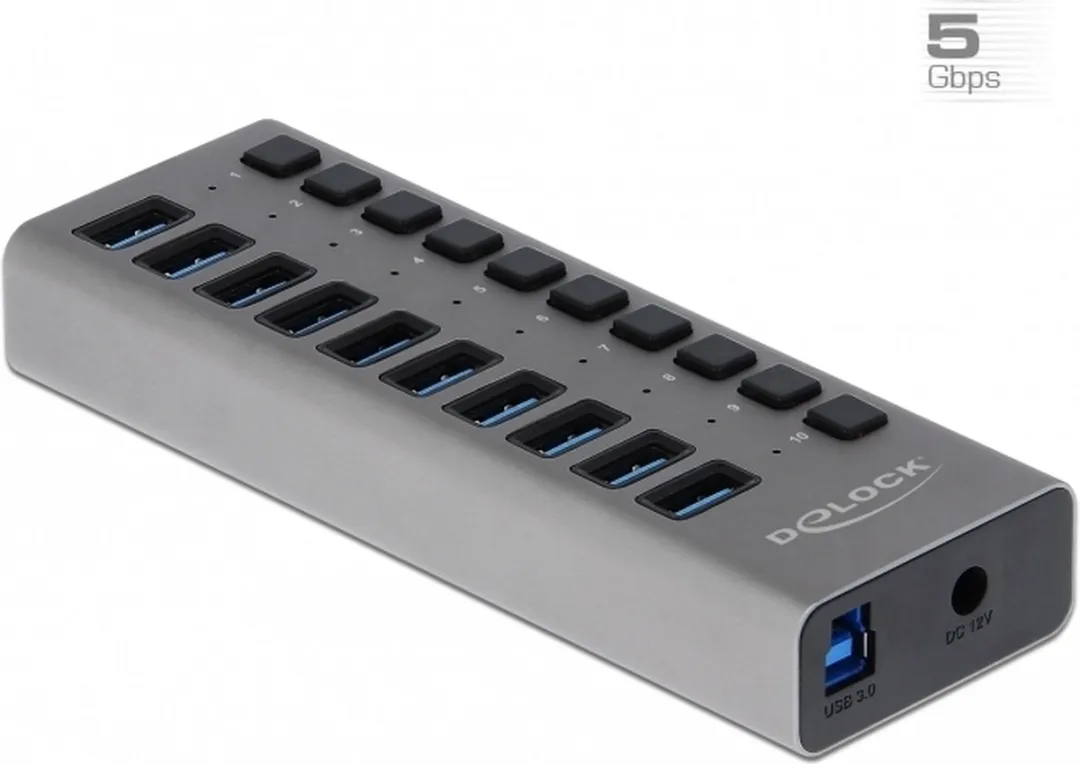 Delock USB Hub 10 Poorten 63670 - Grijs - afbeelding 6 van 6