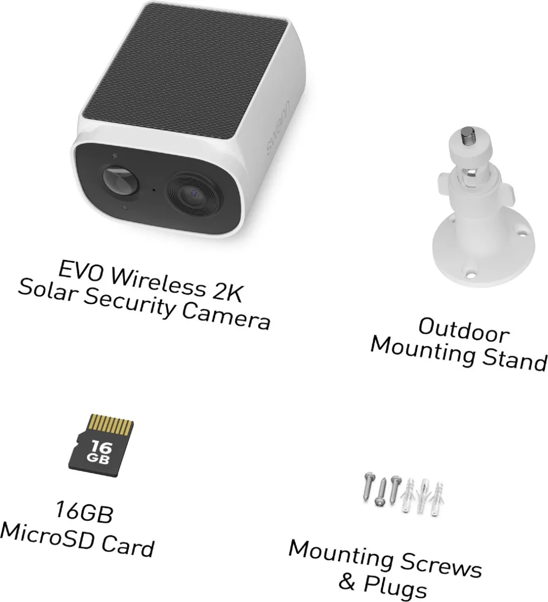 Swann 2K EVO Solar Wireless Security Camera - Buitencamera's - Wifi - 2K Ultra HD resolutie - Geïntegreerd Zonnepaneel - Nachtzicht - Tweeweg Audio - Geen Abonnementskosten - 16GB SD Card