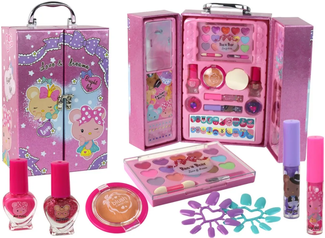 Lean Toys Kinder Make-up & Nagelstyling Set 25-delig - Roze Koffer