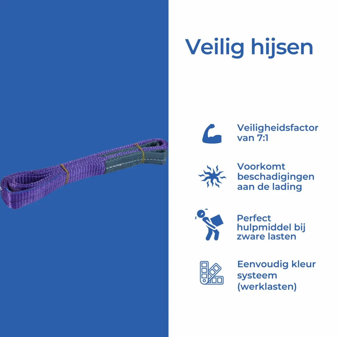 TETRA Tools Hijsband 1 Ton - 2,5 Meter - Paars