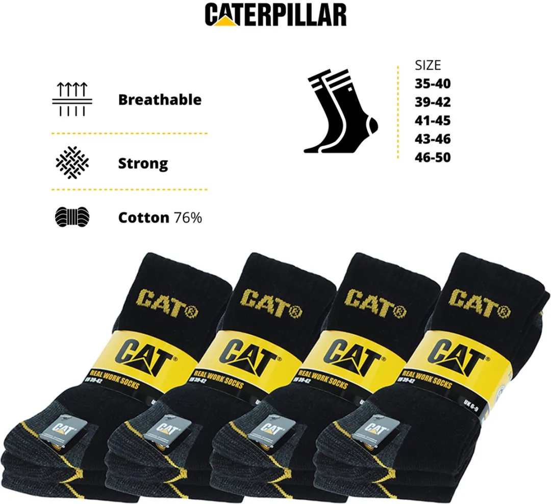 Caterpillar Werksokken Heren 12 Paar - Katoen Zwart 43-46