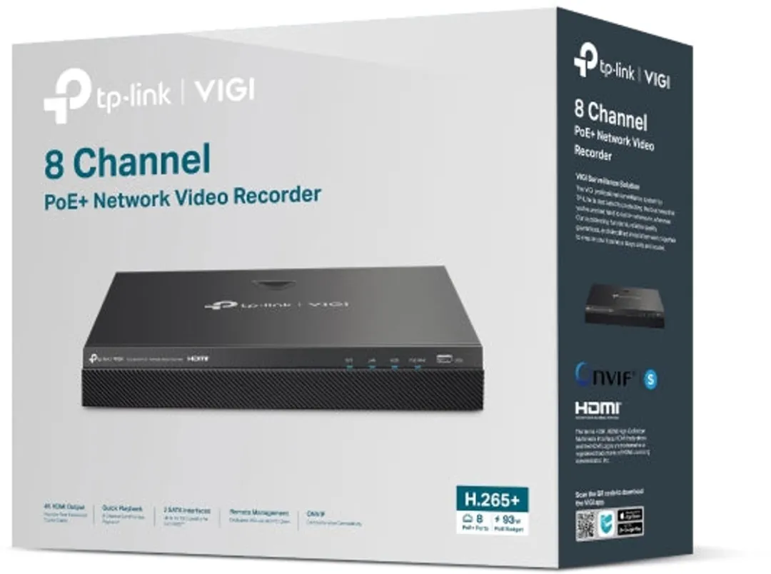 TP-Link VIGI NVR2008H-8MP NVR - 8 Kanalen - Zwart