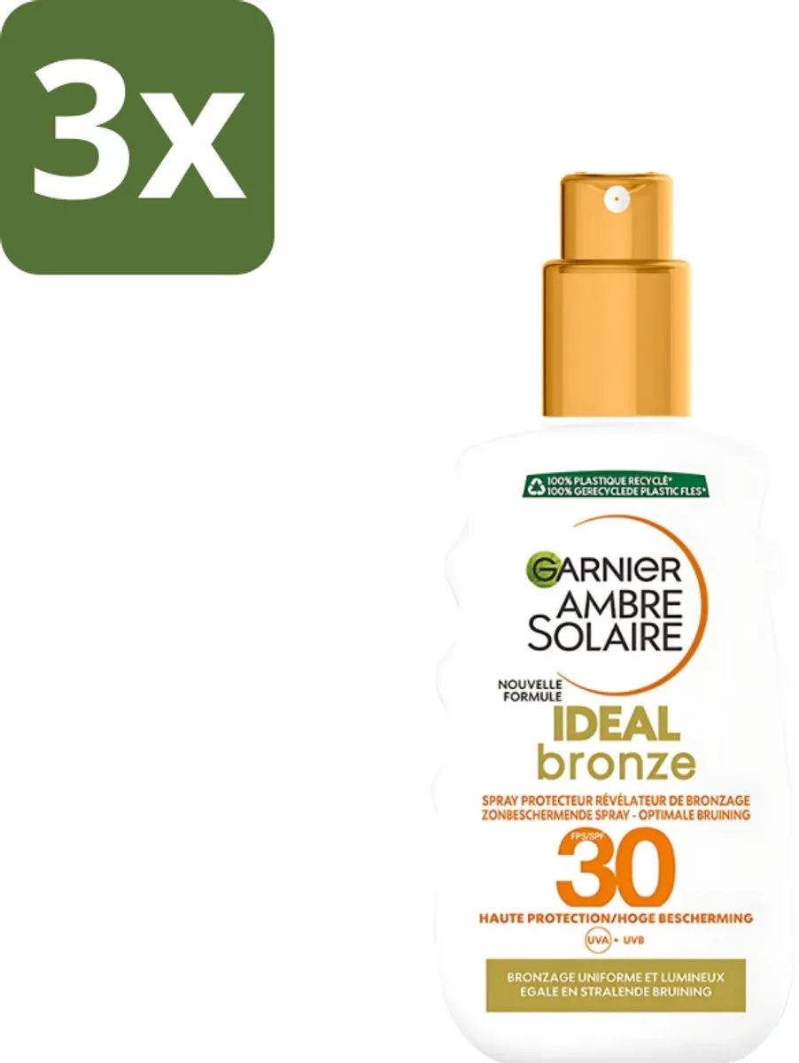 Garnier Ambre Solaire Ideal Bronze Zonnebrandspray SPF 30 - 3x200ml
