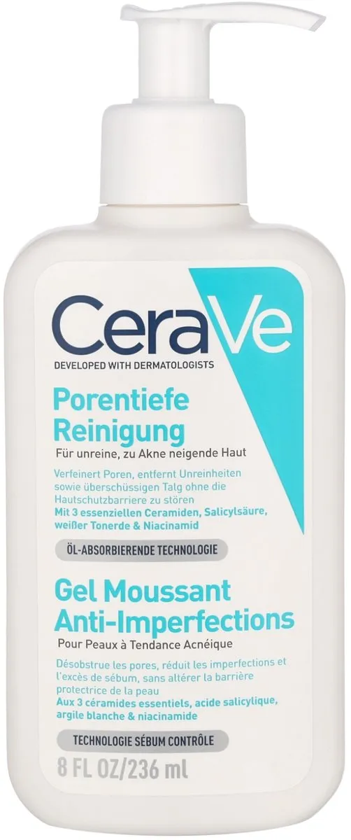 CeraVe Anti-Onzuiverheden Reinigingsgel - voor een Onzuivere Huid met Neiging tot Acne - met 2% Salicylzuur - 236ml
