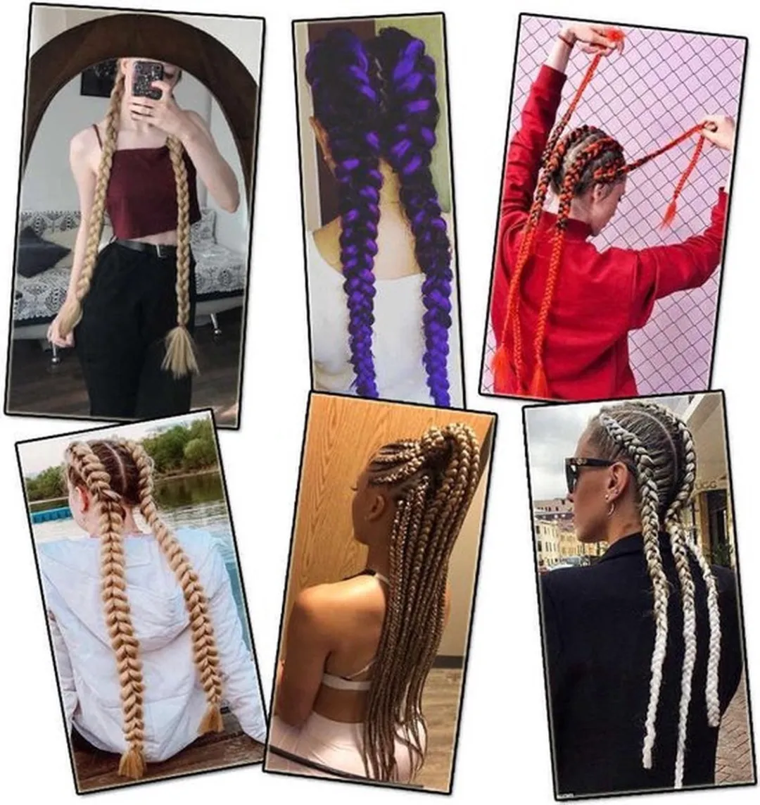 GB Haar Vlecht Extensions Synthetisch 2 Stuks 60cm Groen