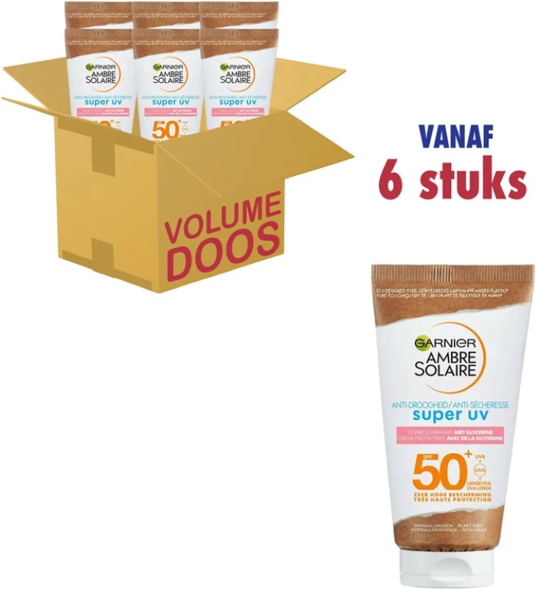 Garnier Ambre Solaire Sensitive Expert+ SPF 50+ Zonnebrandcrème 50ml - 6 Stuks