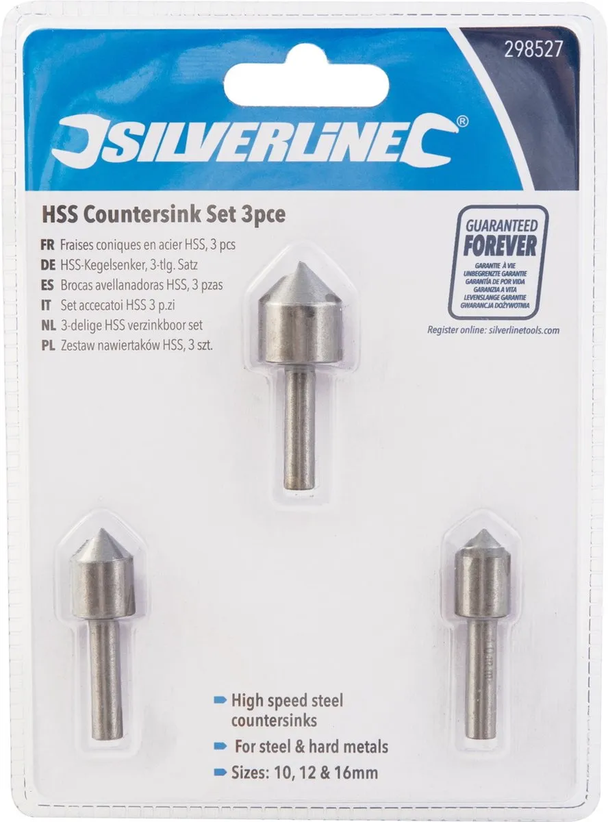 Silverline HSS Verzinkboor Set 3-delig Ø10/12/16mm