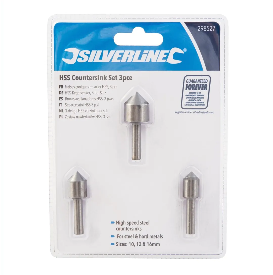 Silverline HSS Verzinkboor Set 3-delig Ø10/12/16mm