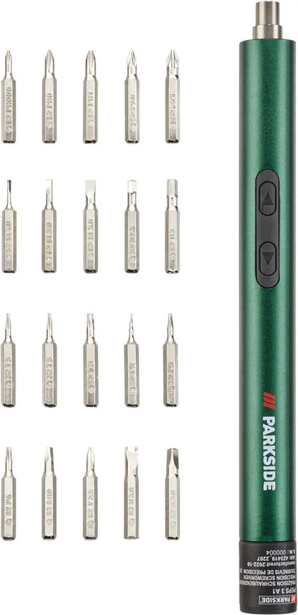 PARKSIDE Elektrische Precisie Schroevendraaier - 20 Bits - Groen