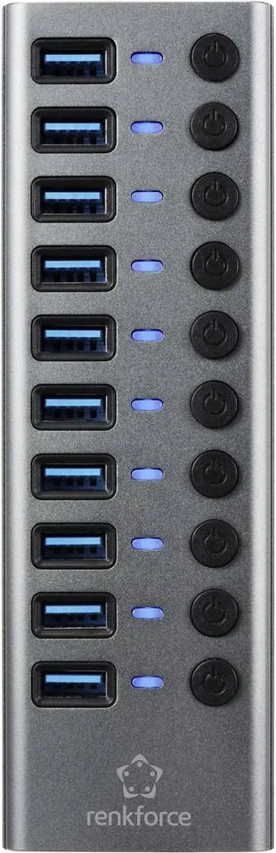 Renkforce RF-6027504 USB-Hub 10 Poorten USB 3.1 Gen2 - Zilver-zwart
