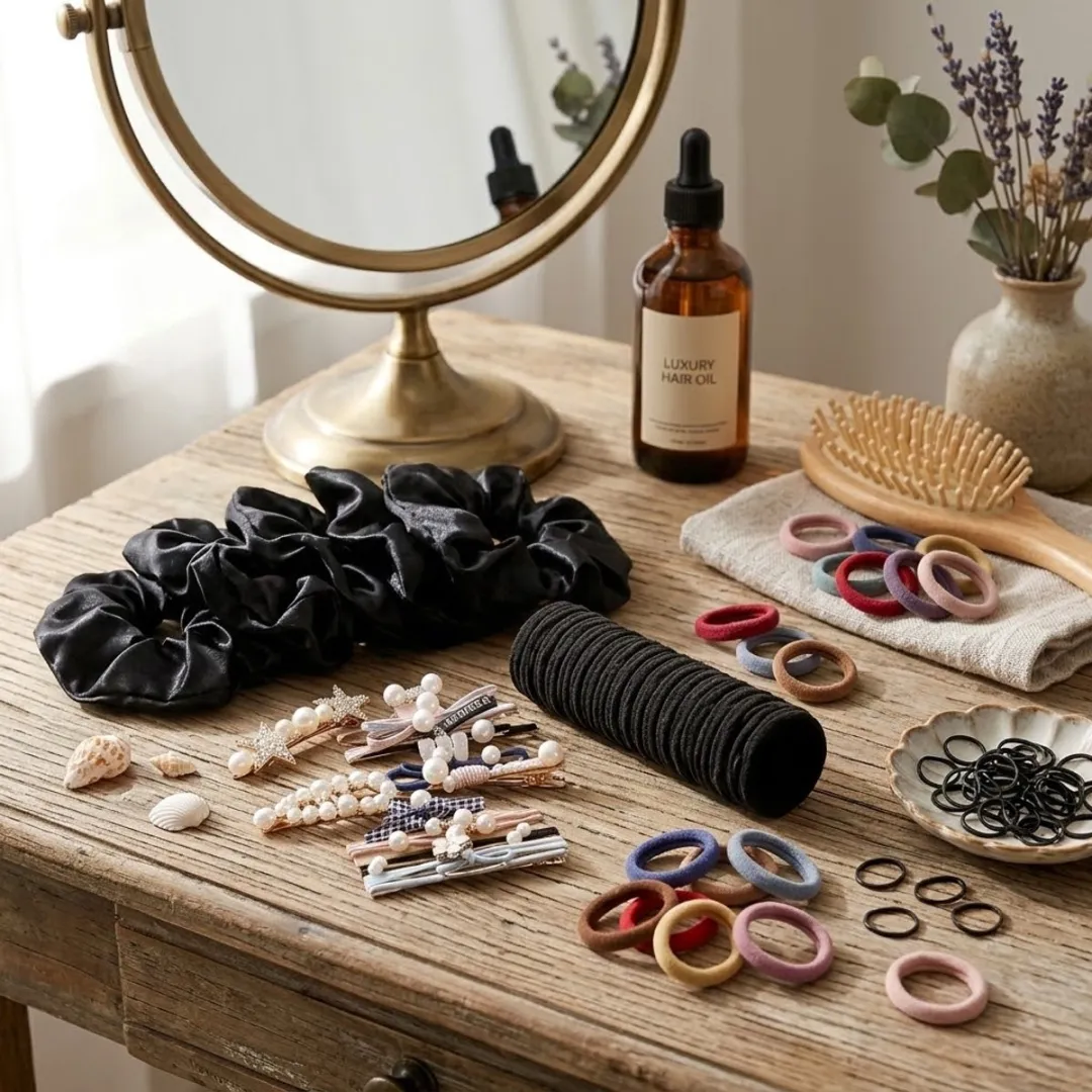 NUVEX Haaraccessoires Set 1085 Stuks - Zwart/Blauw/Rood