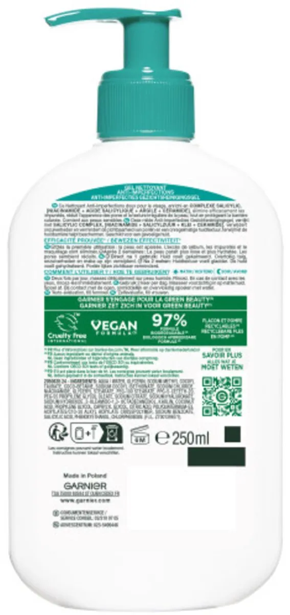 Garnier Pure Active Gezichtsreiniger Hydraterend 1750ml - 7 Stuks