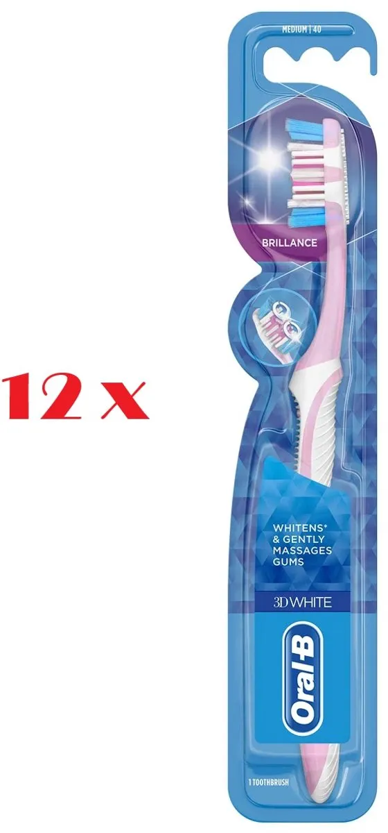 Oral-B 3D White Brilliance 40 Medium Tandenborstels - 12 Stuks