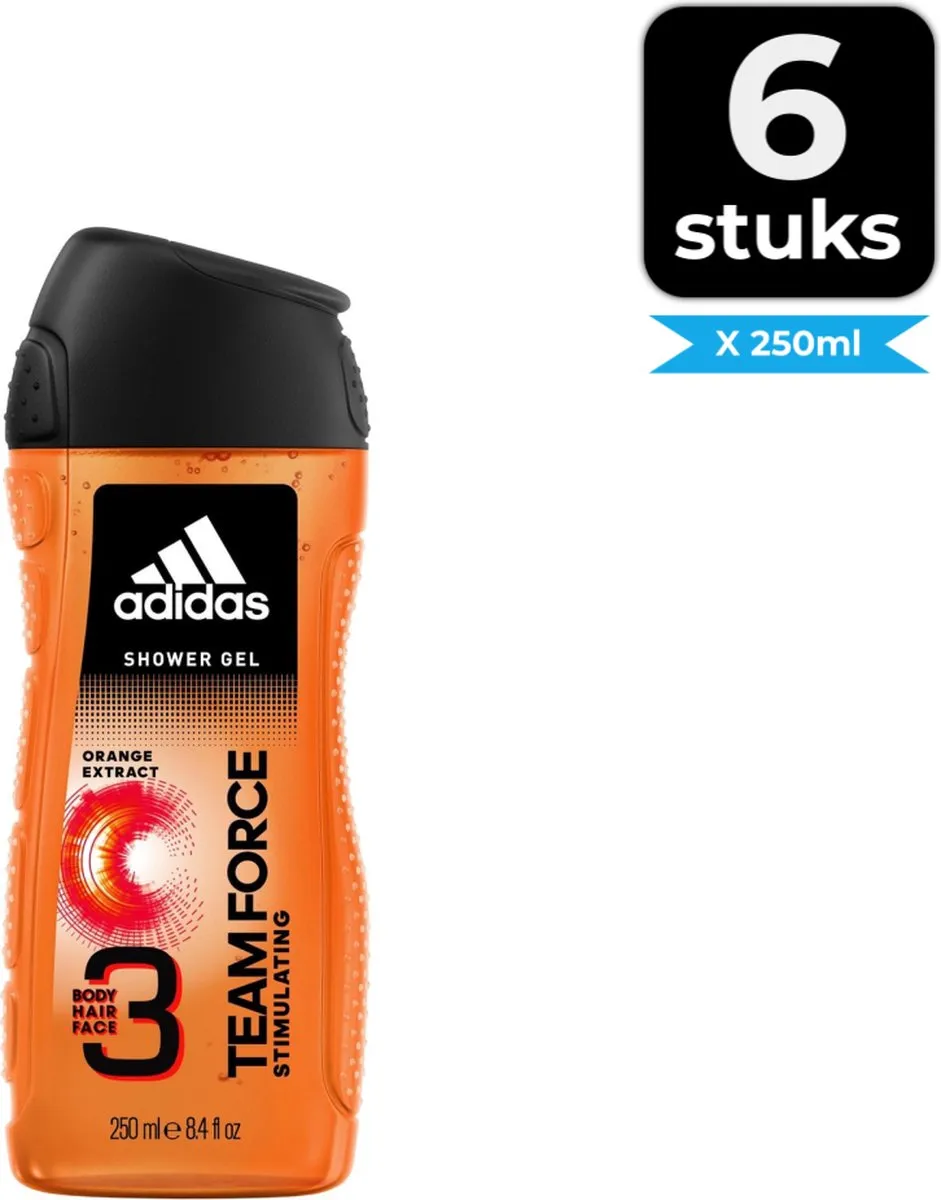 adidas Team Force Douchegel 250ml - 6 Stuks