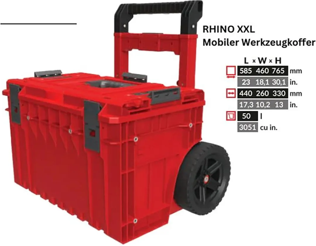 Toolbrothers RHINO XXL Cart Plus ULTRA Gereedschapskoffer 52L - Rood/Zwart - afbeelding 2 van 6