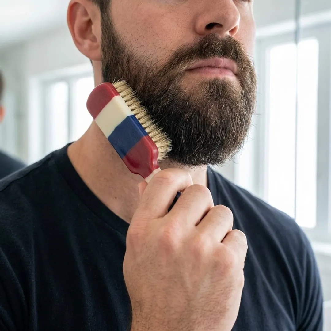NUVEX 3-delige Baardborstel Set - Rood/Wit/Blauw