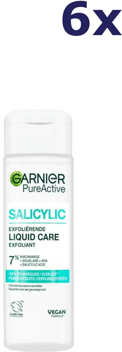 Garnier Pure Active Salicylzuur Exfoliërende Vloeibare Care 120ml - 6 Stuks