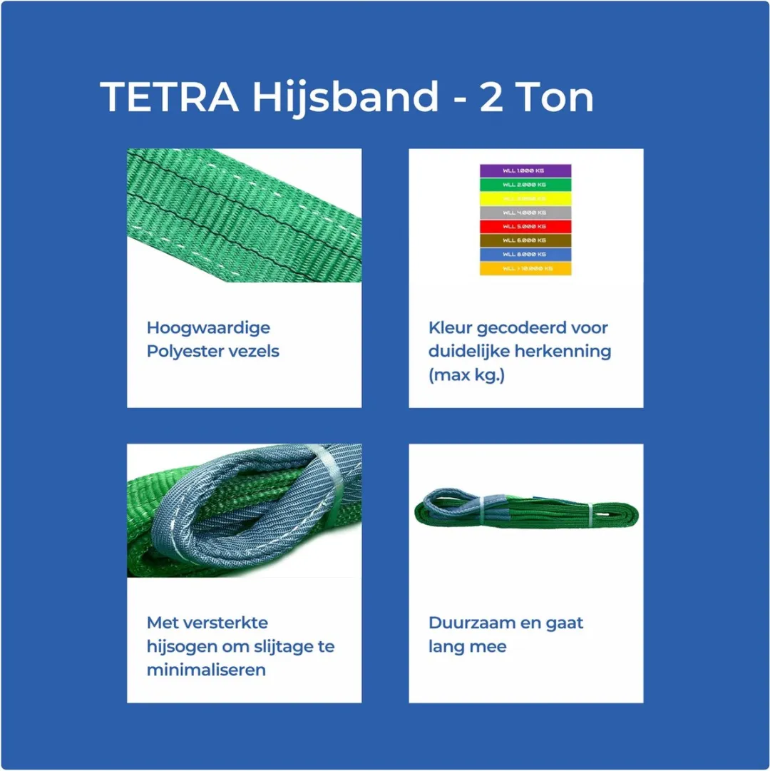 TETRA WSB Hijsband 2 Ton - 6m - Groen