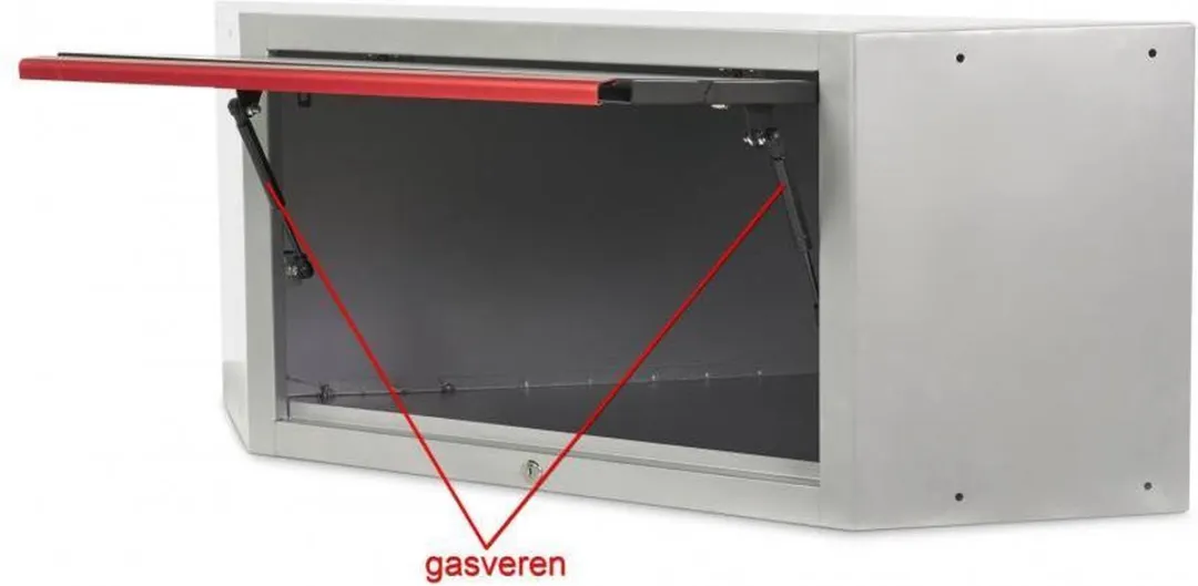 HBM DeLUXE Bovenkast Hoek met Gasveren - Zwart/Zilver/Rood