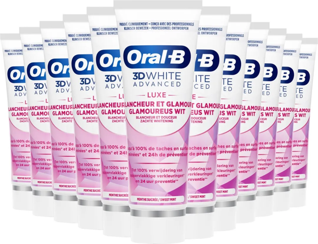 Oral-B 3DWhite Advanced Luxe Glamorous White Tandpasta - 12x75ml - afbeelding 6 van 6