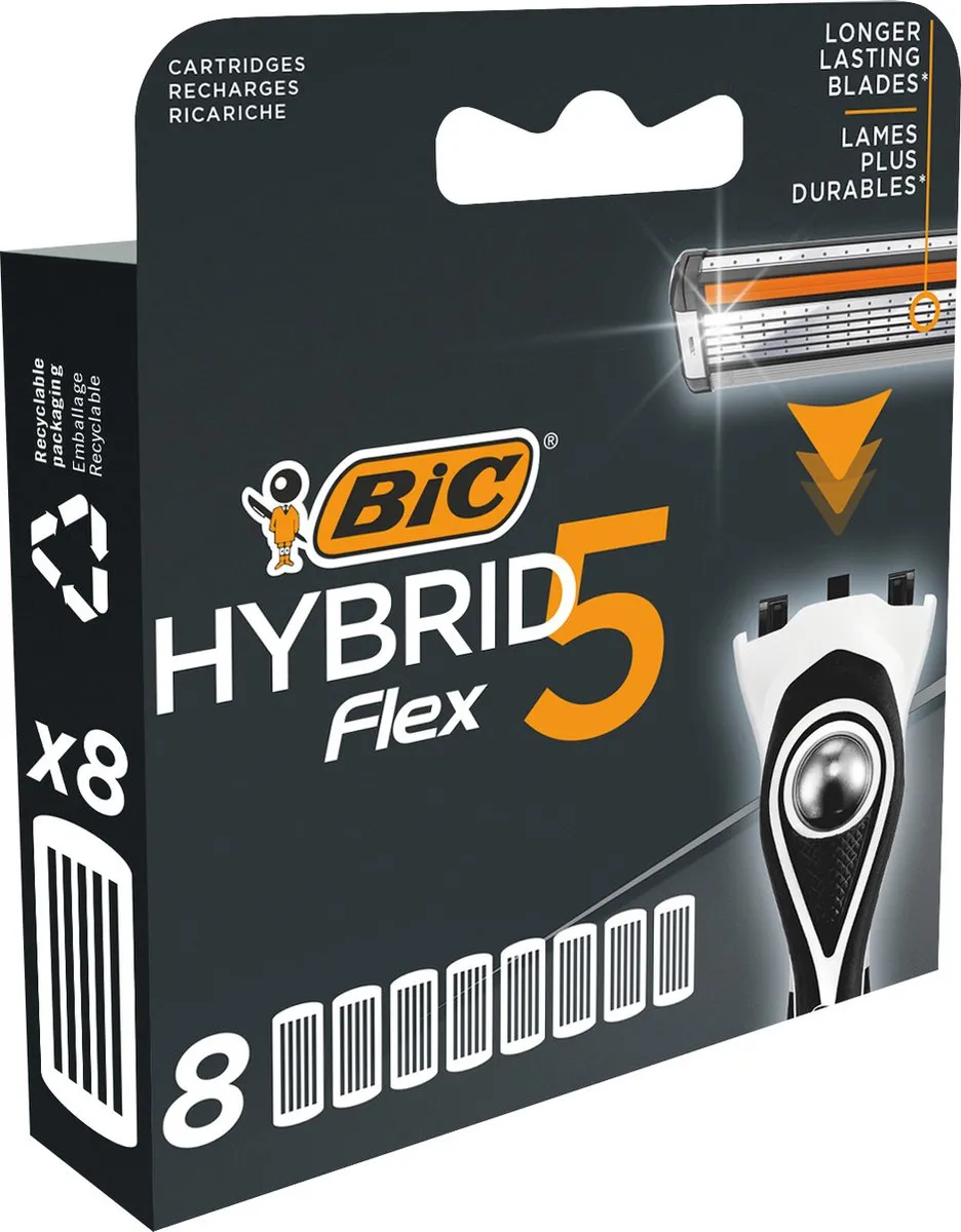 BIC Hybrid 5 Flex Heren Scheermesjes - 8 Stuks - Oranje