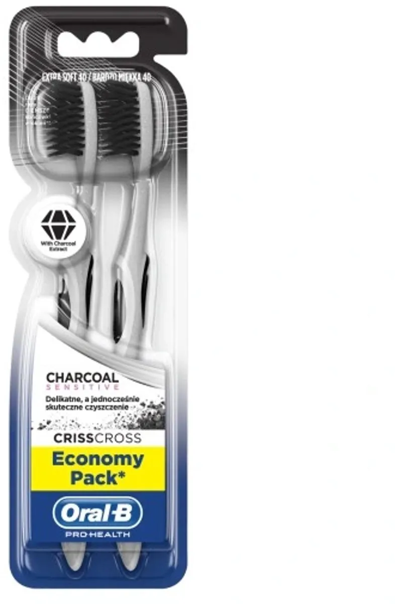 Oral-B Crisscross Tandenborstel - Houtskool 2 Stuks - Zwart/Wit