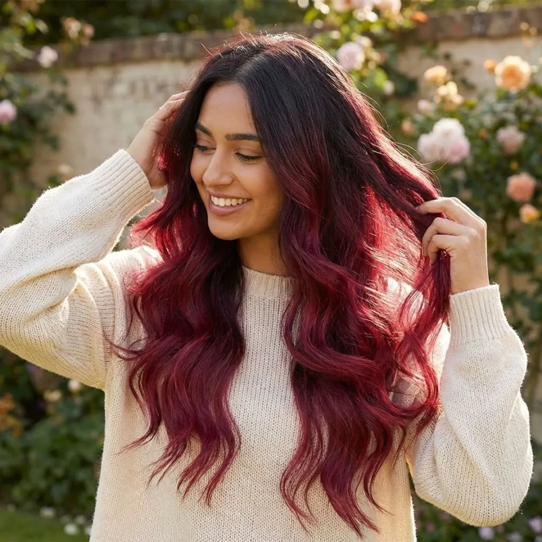 NuveX Frambozenrood Clip-in Haar Extensie - Wavy
