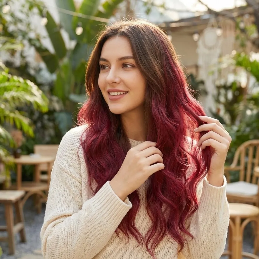 NuveX Frambozenrood Clip-in Haar Extensie - Wavy