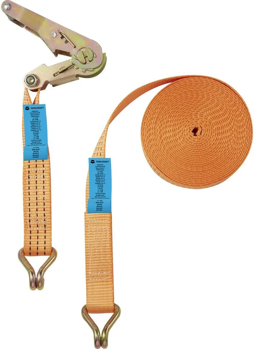TOOLCRAFT Spanband 1500 daN 8000x38mm Oranje