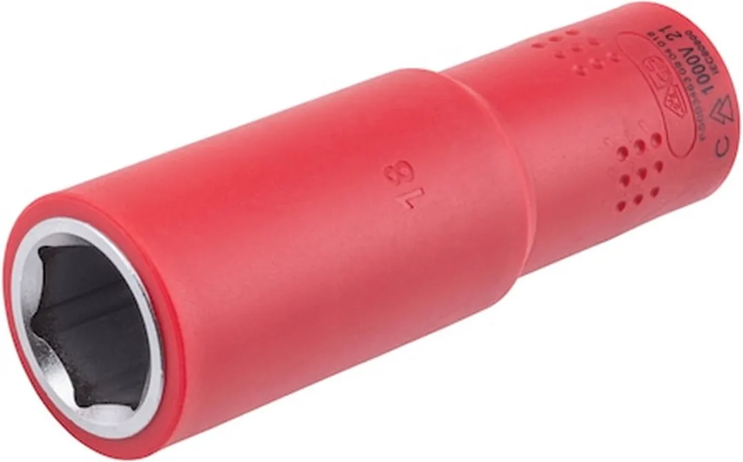 Würth VDE Dopsleutel 18mm - 1/2 inch Lang - Rood