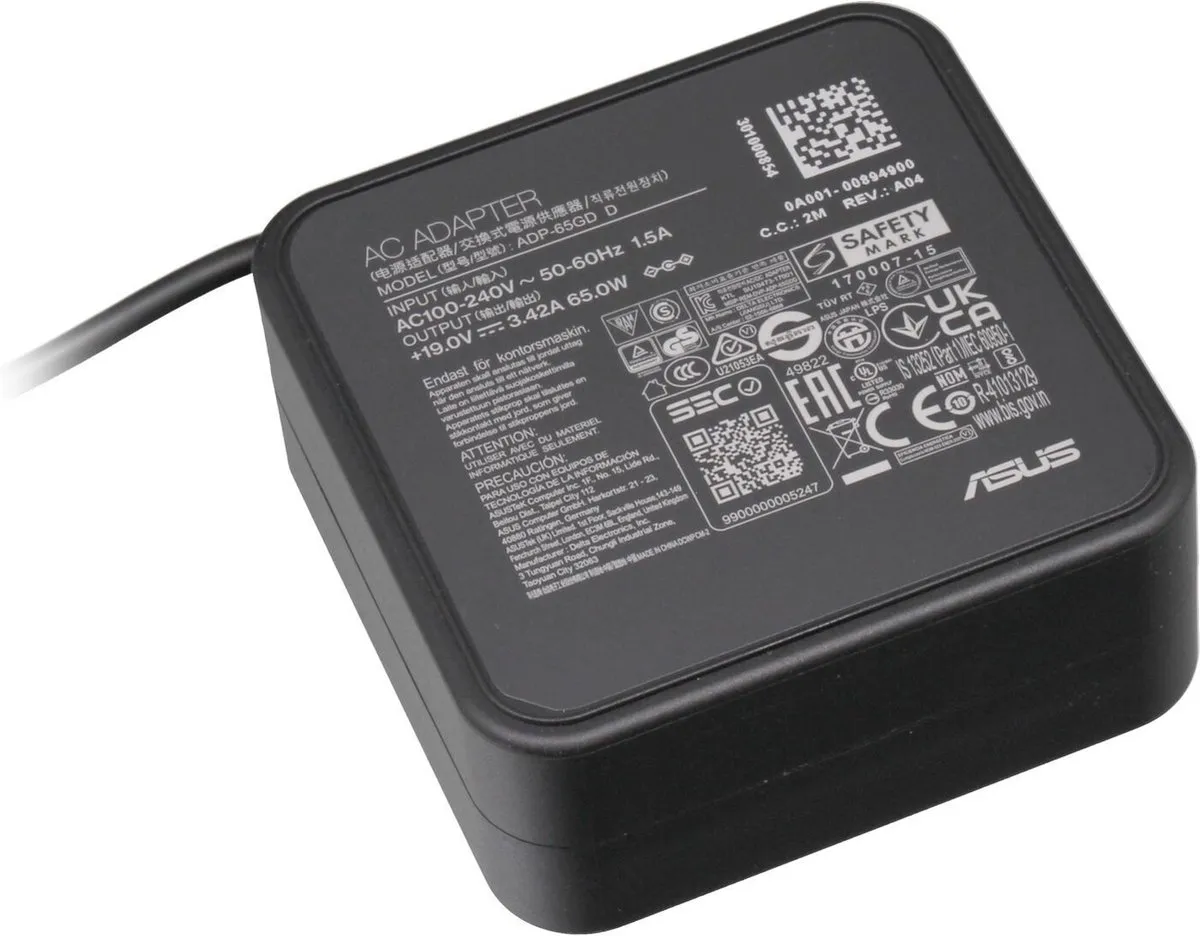 ASUS 90XB00BN-MPW000 Oplader 65W - Zwart