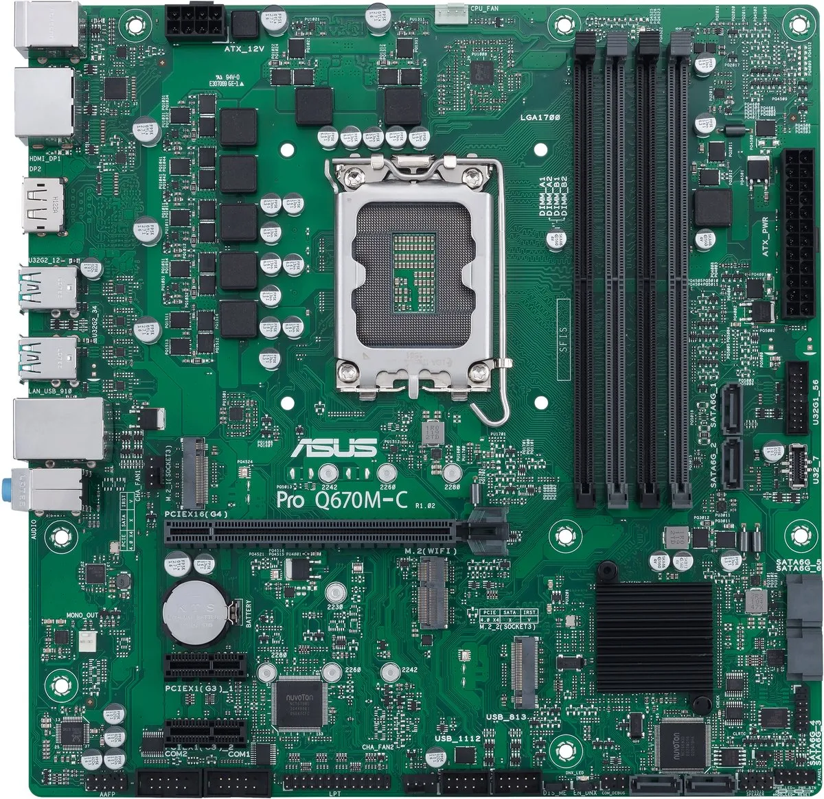 ASUS PRO Q670M-C-CSM Micro-ATX Moederbord - LGA 1700