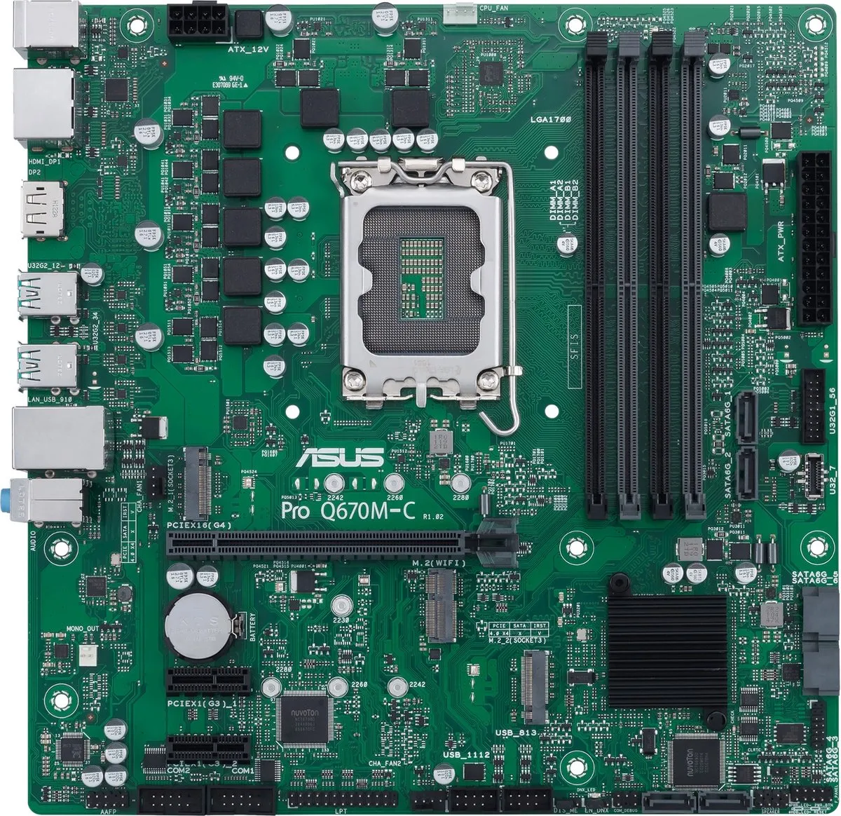 ASUS PRO Q670M-C-CSM Micro-ATX Moederbord - LGA 1700