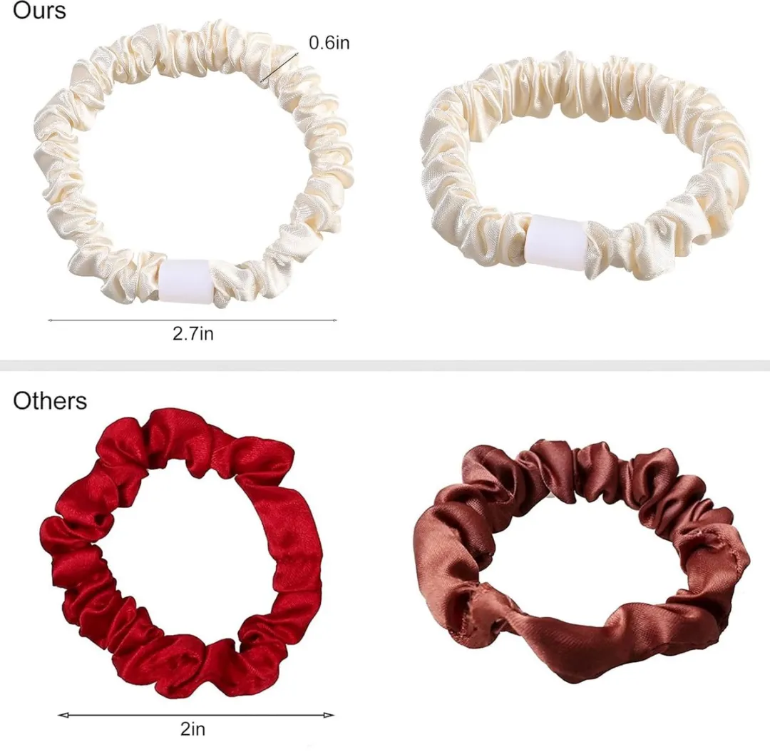 Haarelastiekje van satijnzijde - Zacht voor het haar, antislip, soepel en schattig, geschikt voor dik, krullend haar, perfect voor paardenstaarten, ideaal cadeau voor vrouwen - Wit