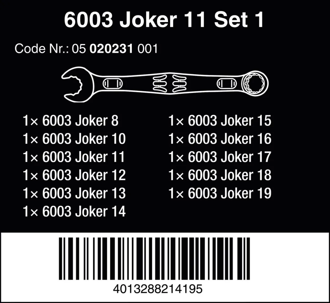 Wera 6003 Joker Ringsleutelset 11-delig 8-19mm