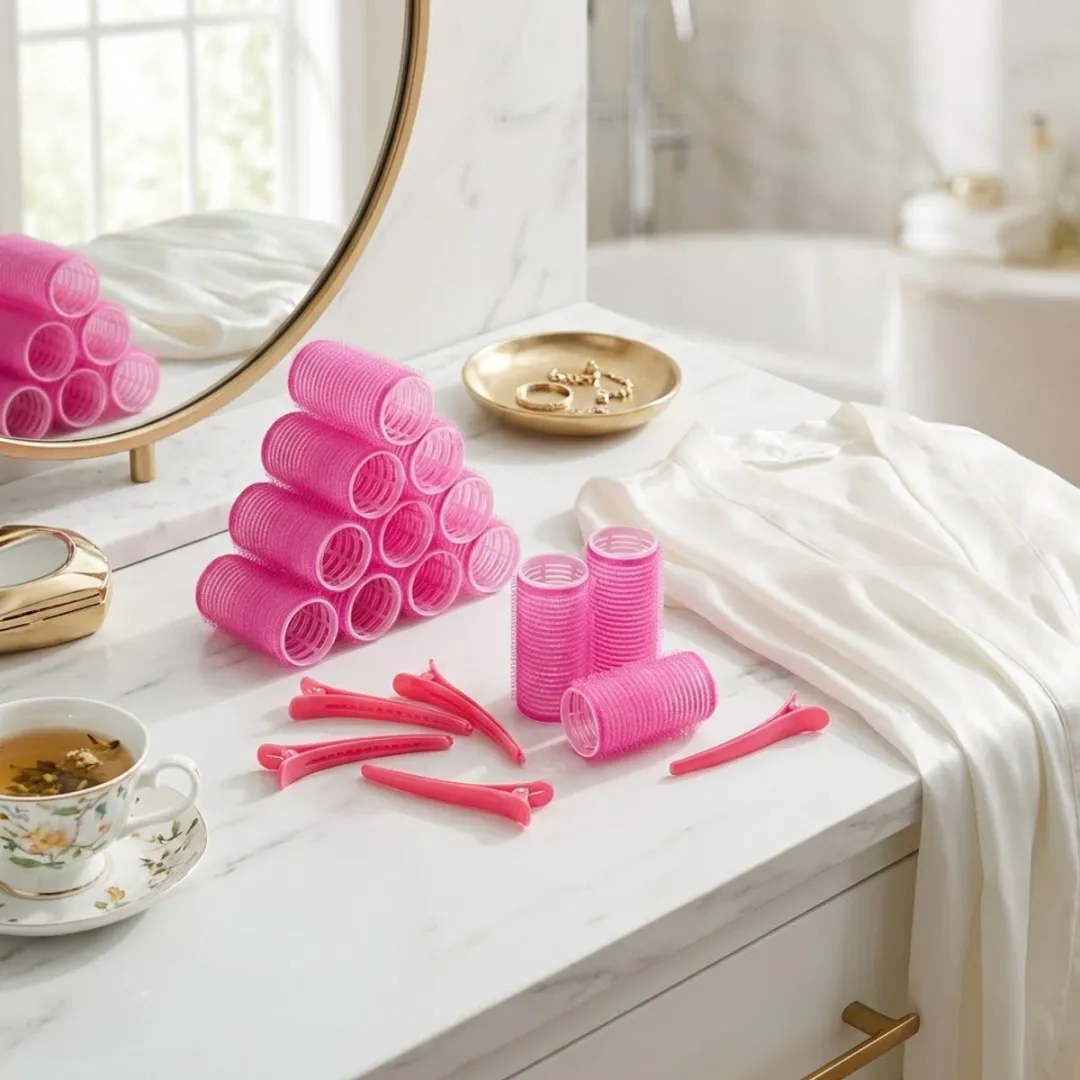 NuveX Roze Klittenband Haarkrullers Set 24 Stuks