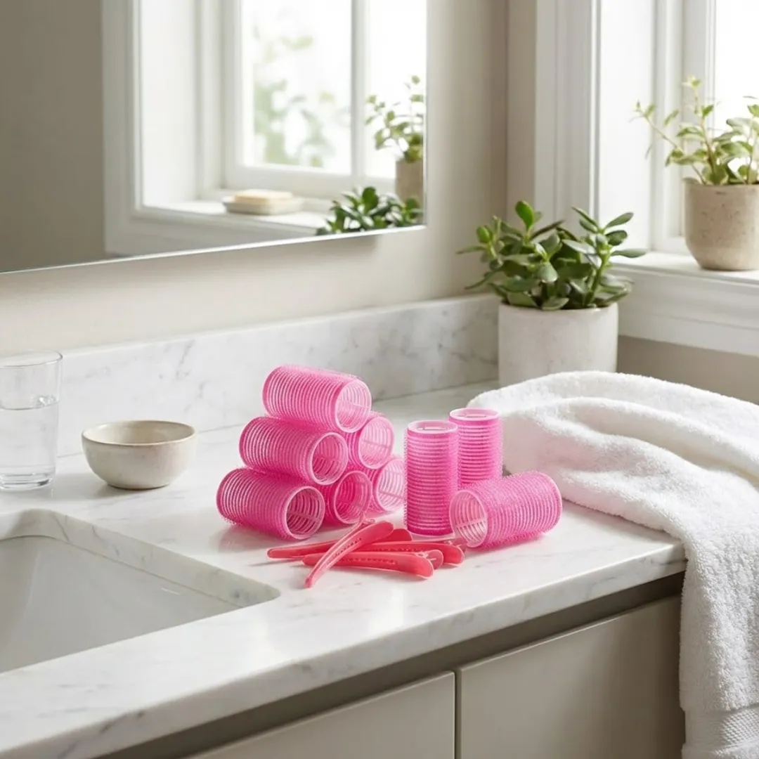 NuveX Roze Klittenband Haarkrullers Set 24 Stuks
