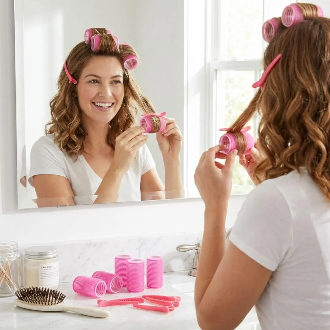 NuveX Roze Klittenband Haarkrullers Set 24 Stuks