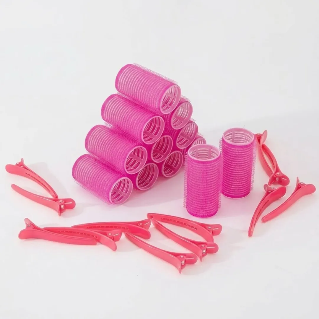 NuveX Roze Klittenband Haarkrullers Set 24 Stuks